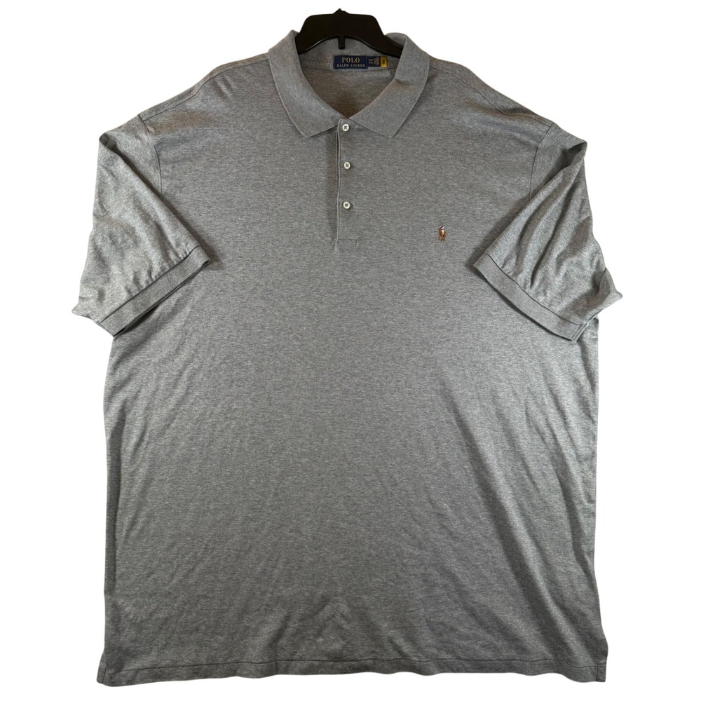 Polo Ralph Lauren Polo Shirt 4XLT Big & Tall Heather Grey Cotton Short‎ Sleeve